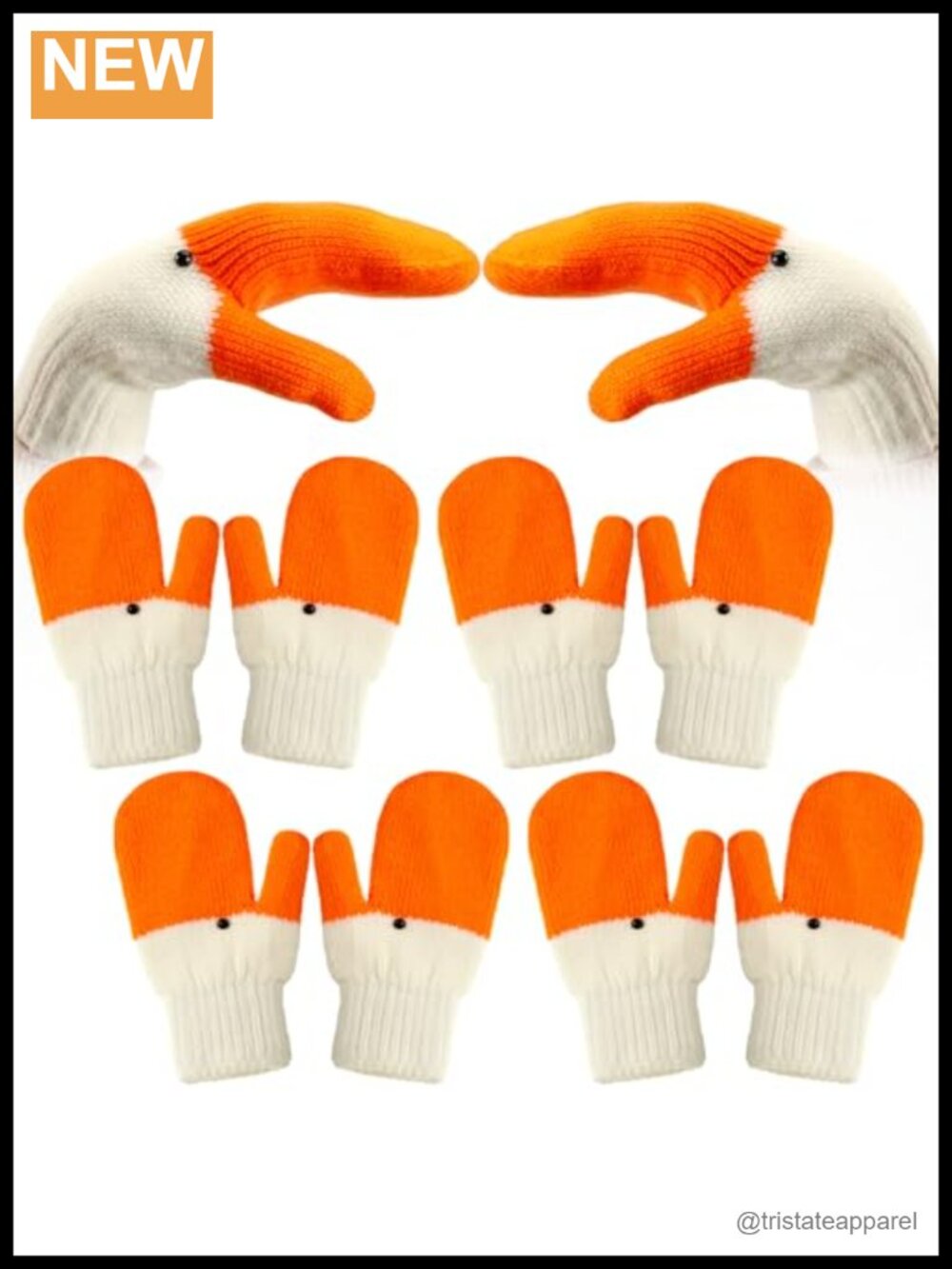 Knitted Silly Goose Mittens Women Double Layer Warm Winter Gloves